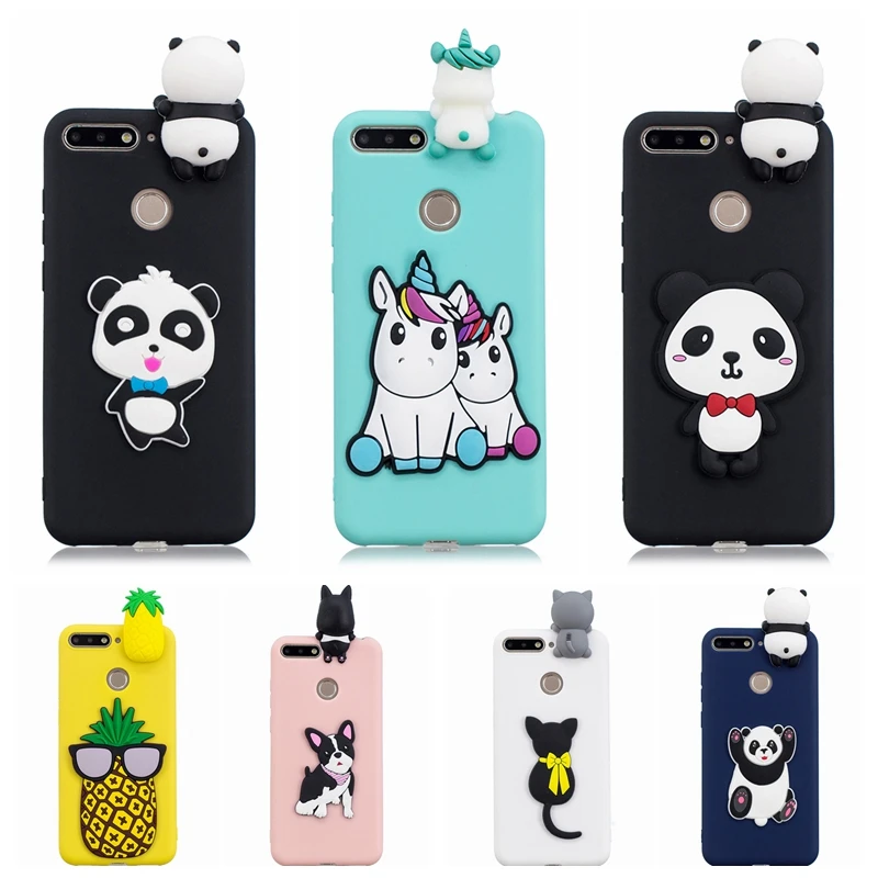 

Honor 7C Phone Case on Honor 7C Pro Cartoon 3D Unicorn Panda Silicone Case for Fundas Huawei Honor 7C AUM-L41 Cover Case women