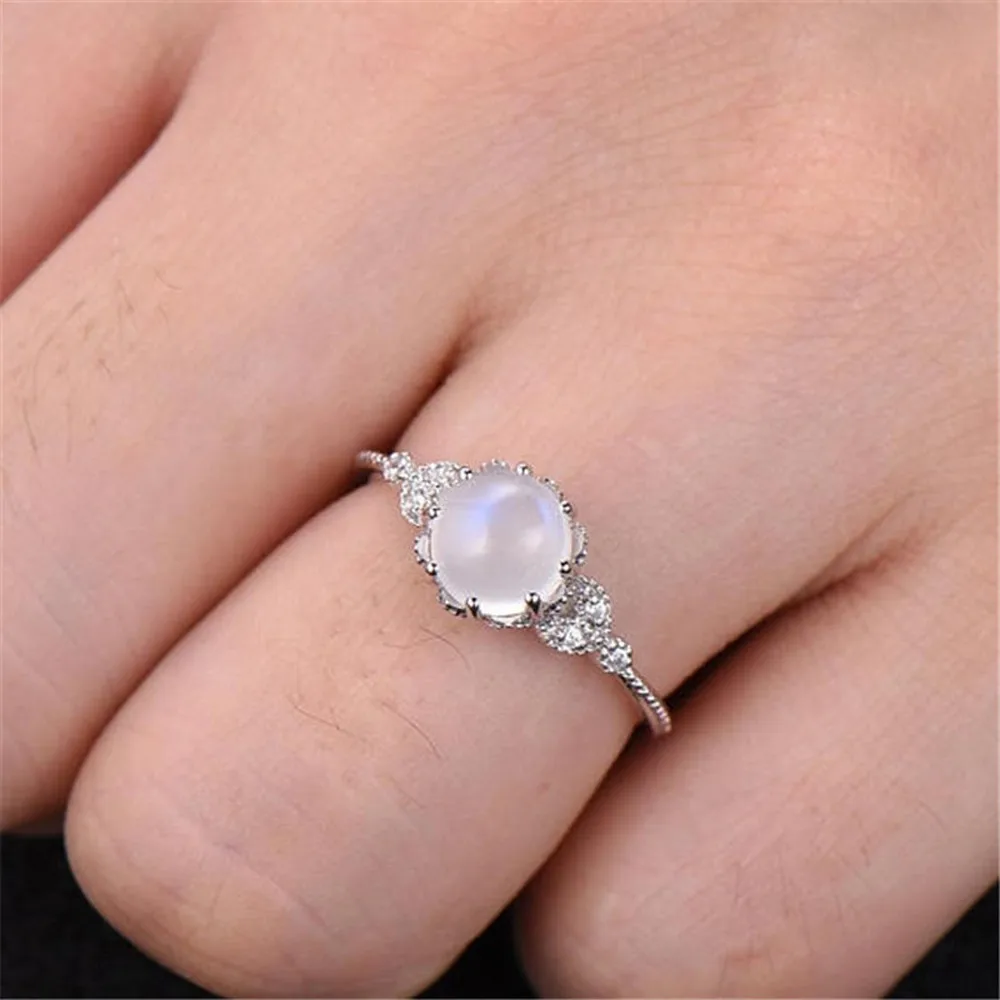 High Quality Moonstone Encrusted Ring Stylish Ring Engagement Ring Couples Rings Bijouterie ring