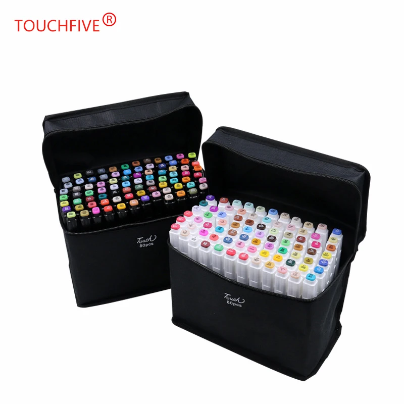 TOUCHFIVE 60 Colors Art Markers Set Dual Headed Artist Sketch Oily Alcohol based markers for coloring Animation Manga | Канцтовары для