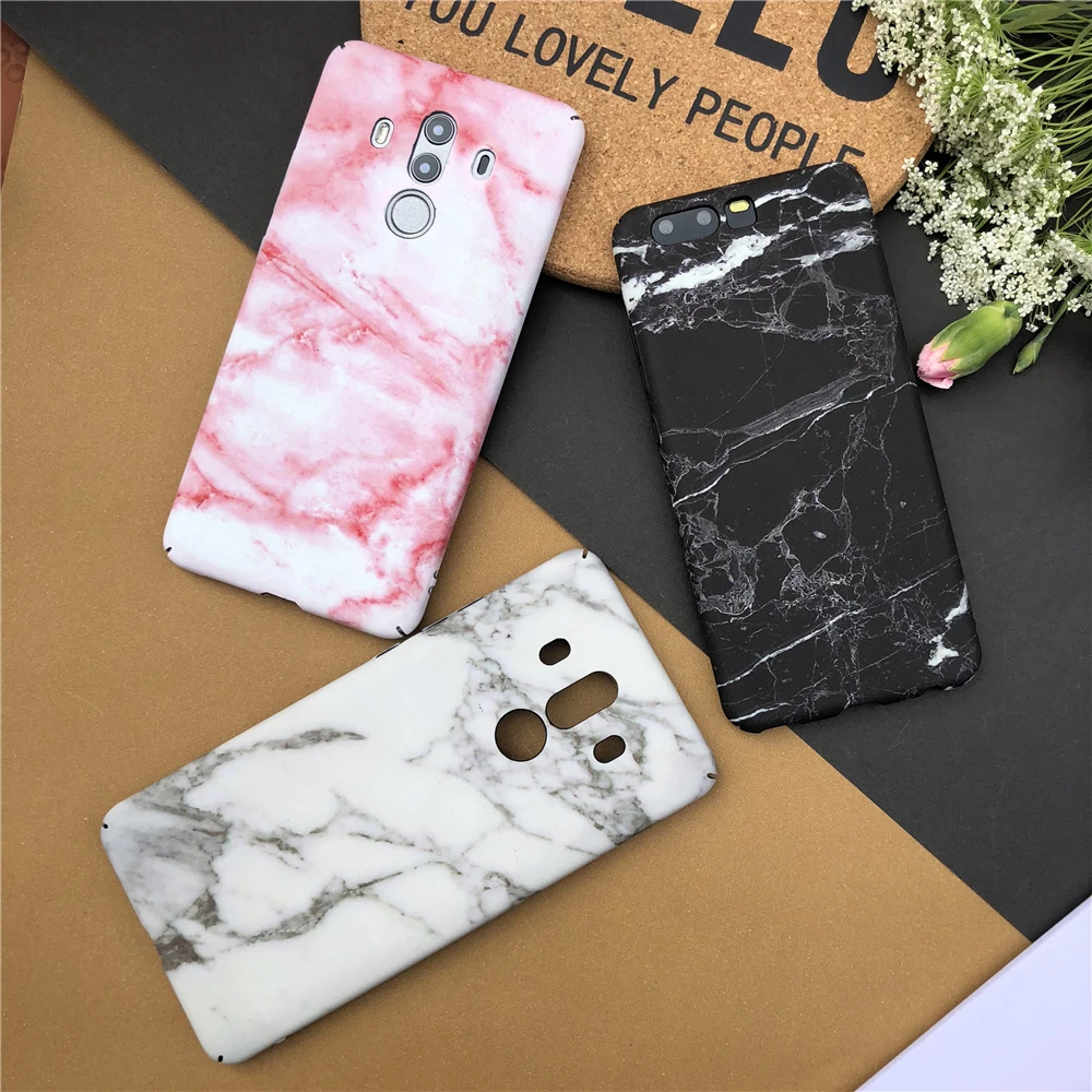 Classic Retro Granite Marble Cases For Huawei P10 Luminous Black White Matte Hard Mata 10 pro Case |