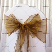 100 шт коричневый гриб органза стул пояса для свадьбы, вечерние, день рождения DIY