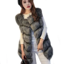 Зимний толстый теплый женский длинный меховой жилет роскошное пальто из искусственного меха жилет из искусственного лисьего меха для женщин Женский жилет из искусственного меха LJLS002