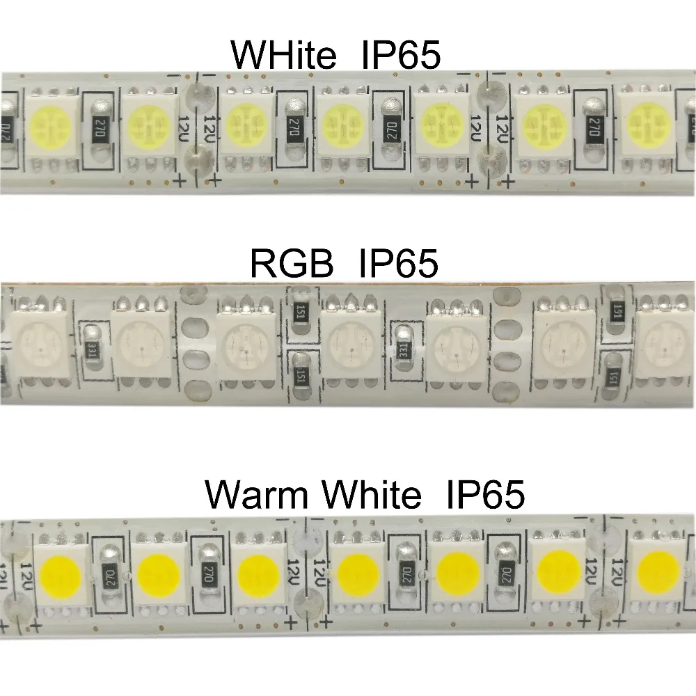 5 м Светодиодные ленты 5050 Водонепроницаемый DC12V 120 светодиодный s/М гибкий Светодиодные ленты ленточное освещение RGB/теплый белый/белый 5050