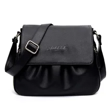 The new middle-aged zipper buckle women messenger bags fashion pure leather horizontal section square shoulder bag