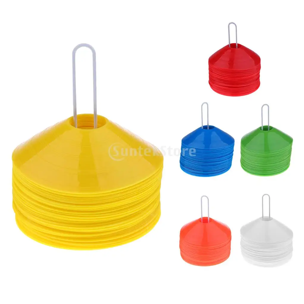  50 Pcs Multifunction SOCCER Pro Disc Cones / Football Boundary Marker, Agility Training Aids - 6 Colors Available 