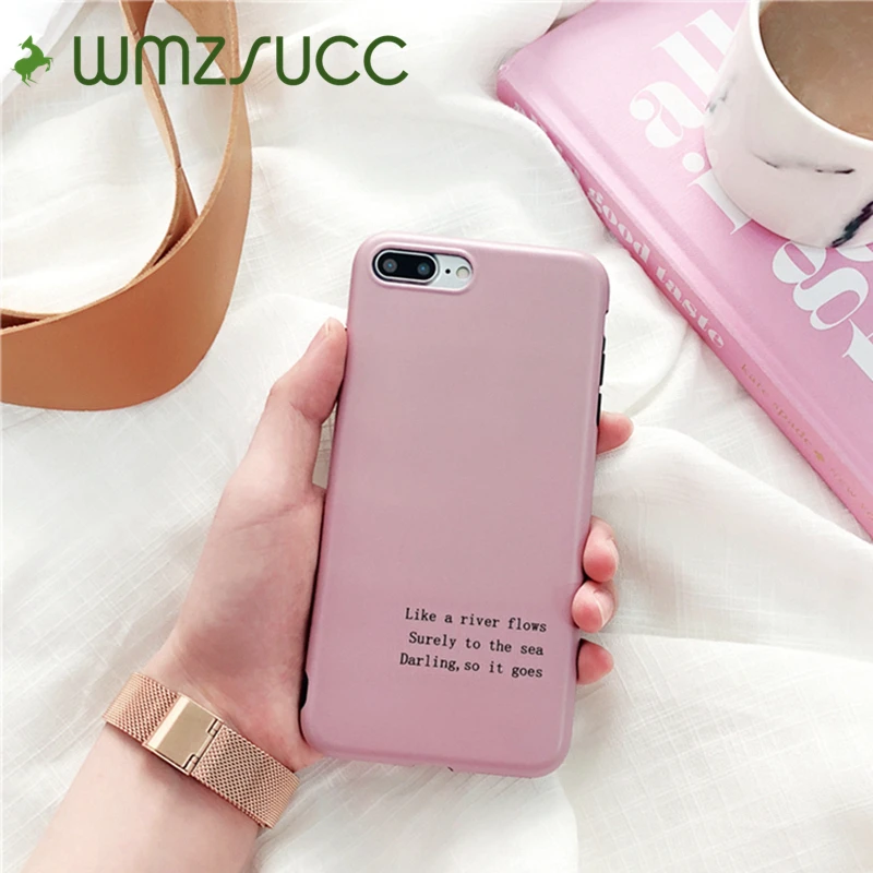 WMZSUCC Wholesale Matte Pink English Soft Phone Fitted Case Back Cover for iPhone X 8 8Plus 7 6 6s Plus |