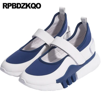 

breathable handmade black elevator wedge genuine leather muffin creepers platform shoes blue factory direct women thick sole