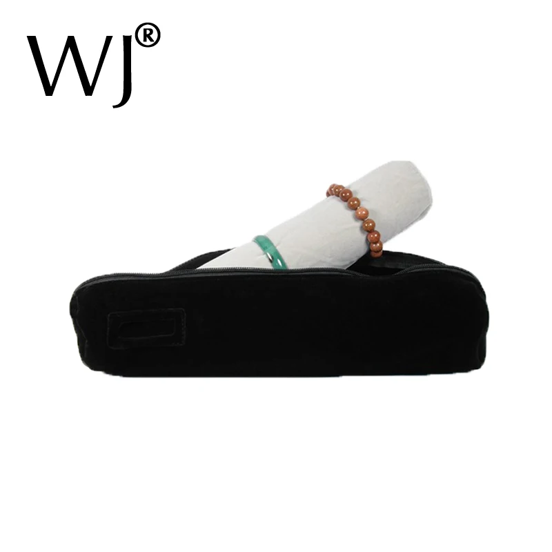 

Gray-Black Velvet Jewelry Display Travel Storage Roll Bag Foldable For Watch/Bracelet/Bangle Chain Portable Stand Holder Cases