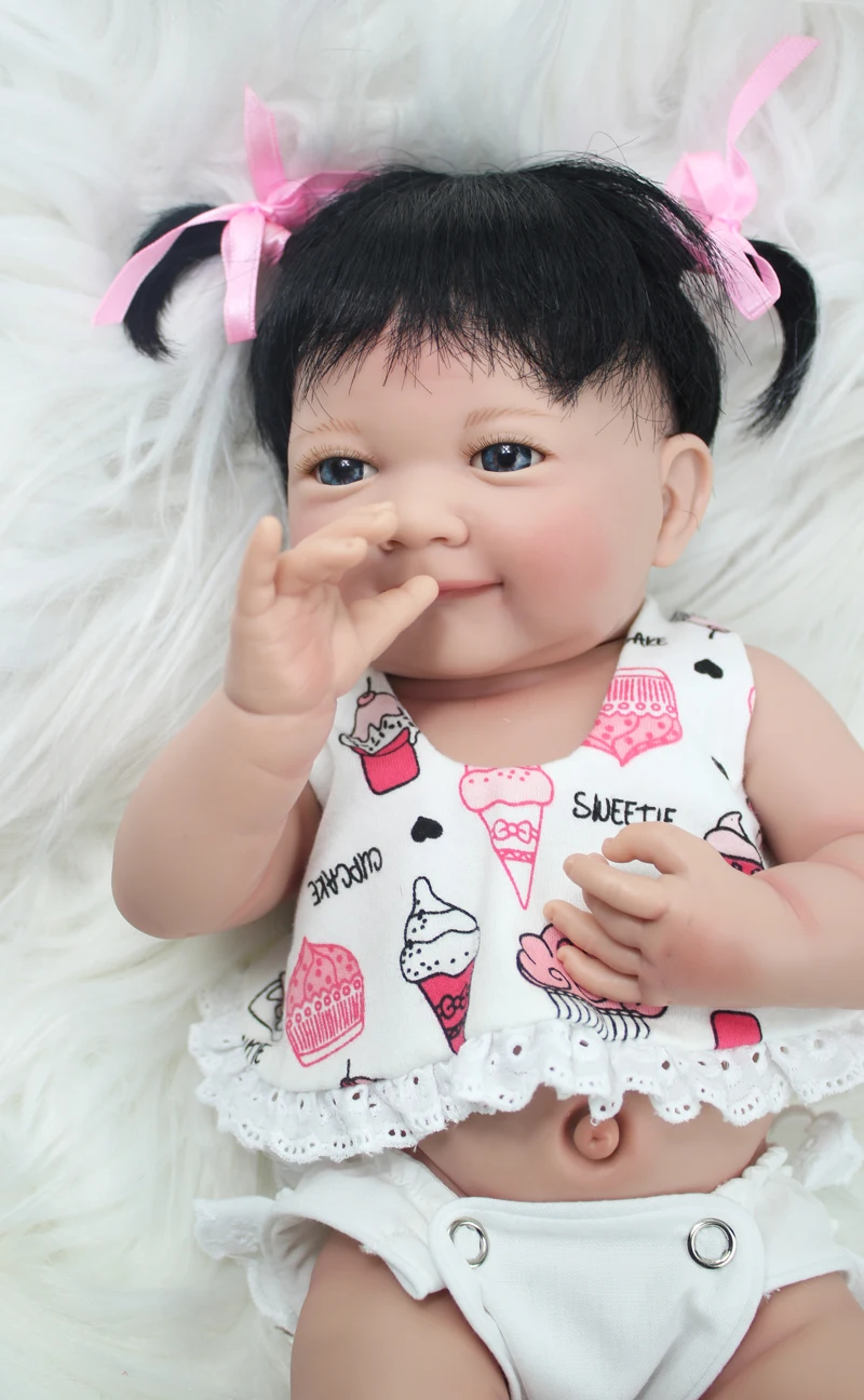 35 см полный силиконовый корпус Reborn Baby Doll игрушки Реалистичные 14 дюймов Мини Винил принцесса улыбка Девочка Младенцы кукла подарок на день рождения Купание игрушка