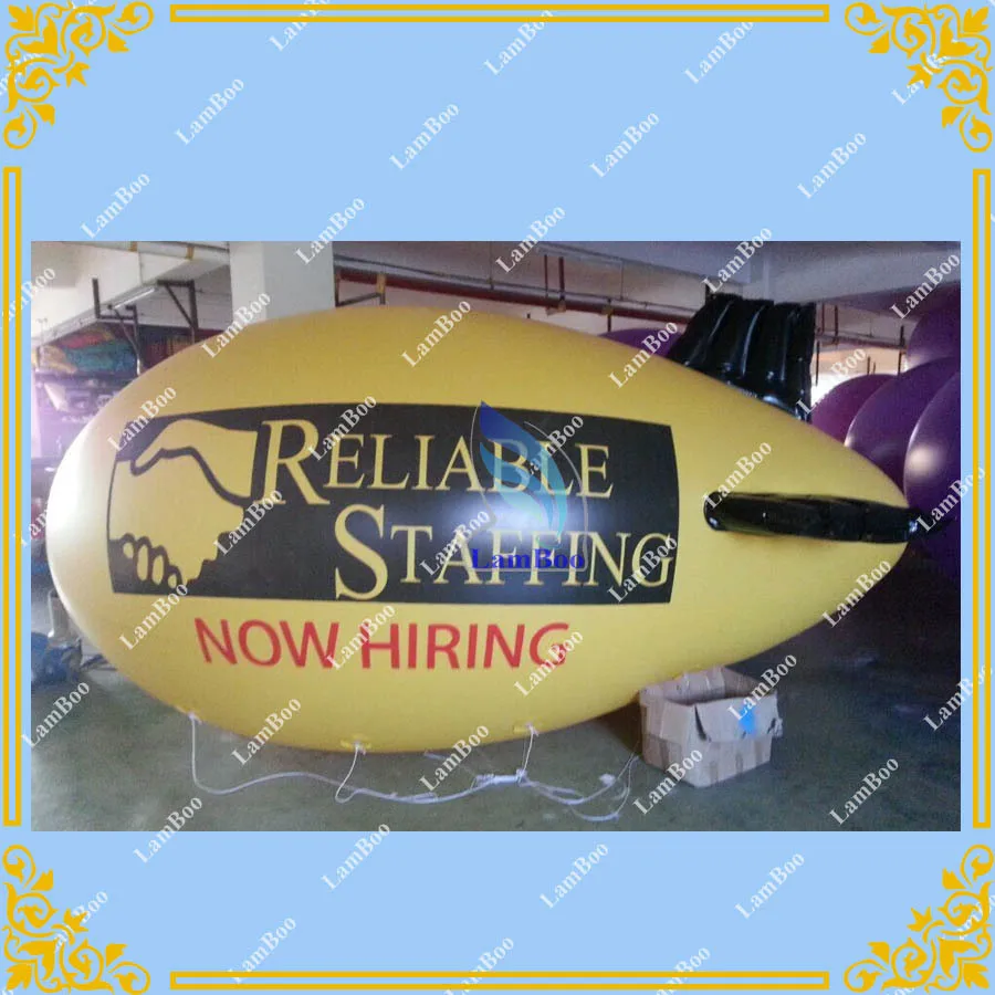 

4m Long Yellow Inflatable Airship / Blimp / Zeppelin with your LOGO for Different Events / Digital printing