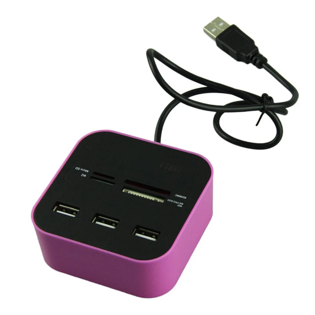 USB Hub USB 2.0 Hub Combo All In One Multi Card Reader With 3 Ports For MMC / M2 / MS USB Splitter Port PC Accessories