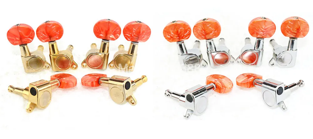 

1 Set of Semicircle Acrylic Button Acoustic Guitar Tuning Pegs Tuners Machine Head 3L+3R Gold/Silver Free Shipping
