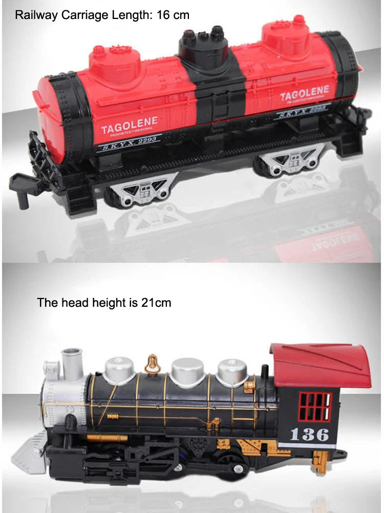 Классические игрушки на батарейках железнодорожный поезд электрические игрушки Железнодорожный автомобиль со звуком и светильник и курительная вагонка для детей