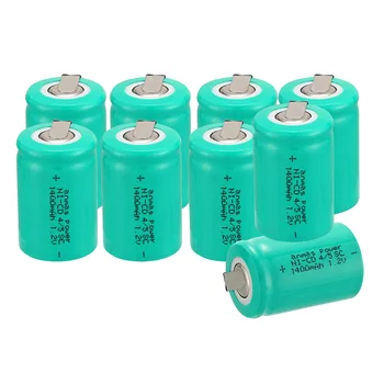 

Anmas power! high quality 9 pcs a set Ni-Cd 36g 4/5 SubC Sub C 1.2V 1400mAh Rechargeable Battery with Tab - Green