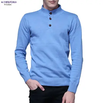 

Mens sweaters 2018 New mens long sleeve stand-collar knitted sweaters casual mens 100% cotton knitted coats mens Autumn