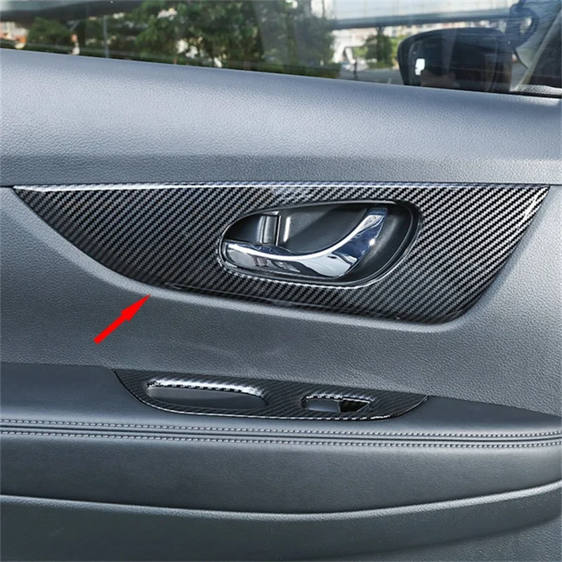 

ABS Carbon Fiber For Nissan X-Trail T32 Rogue 2014-2017 2018 Inner Door Bowl Decoration Strip Cover Trim Car Styling Accessories