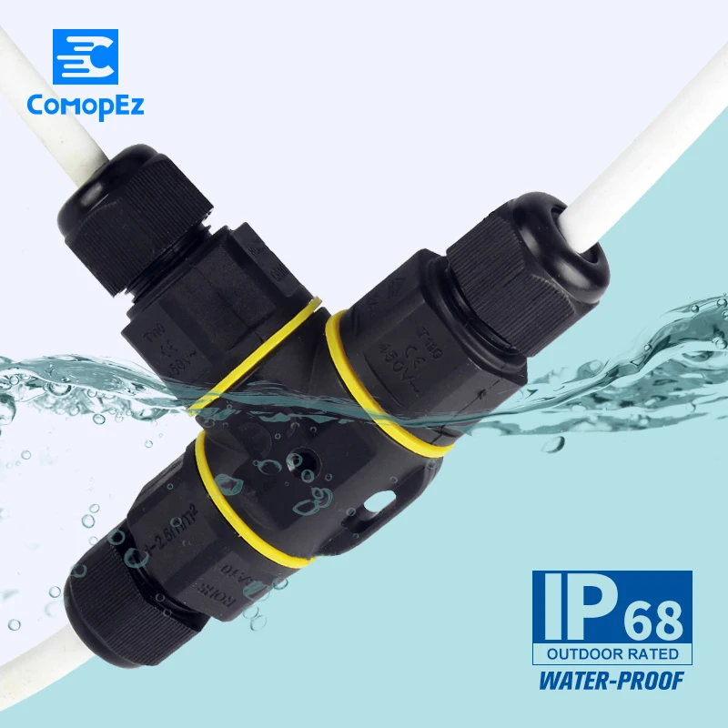 

Waterproof connector IP68 Industrial cable connector Male plug and Femal socket 3 pin LED power connectors