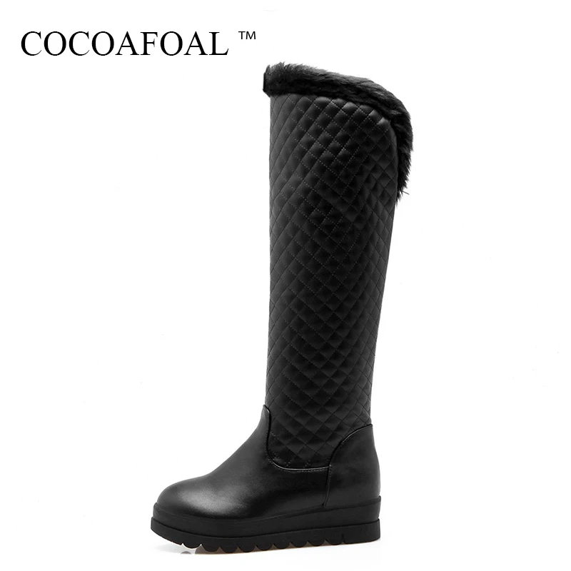 

COCOAFOAL Women's Fashion Knee High Snow Boots Winter Height Lncreasing Snow Boots Platform Plus Size 43 Knee High Snow Boots