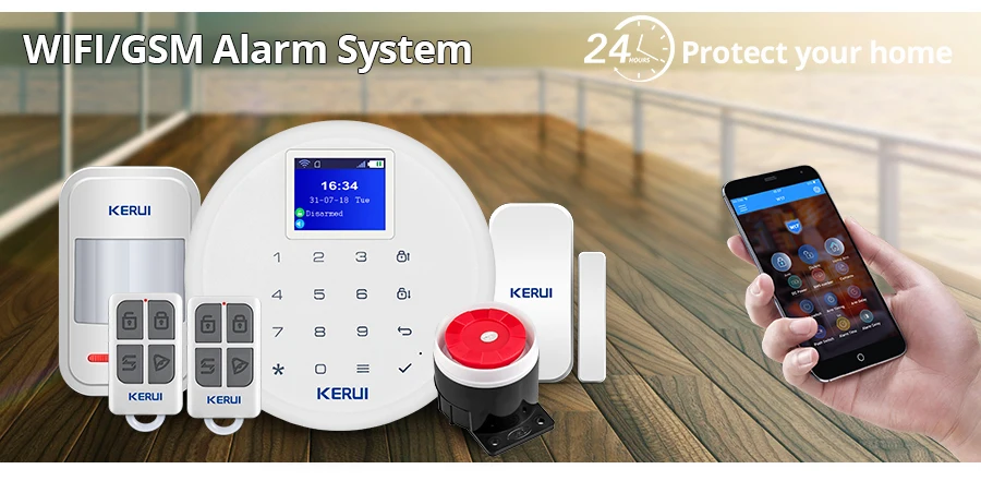 Новый KERUI W17 Android ios Управление GSM и Wi-Fi Home охранной сигнализации Системы с Беспроводной двери, окна Сенсор PIR детектор движения