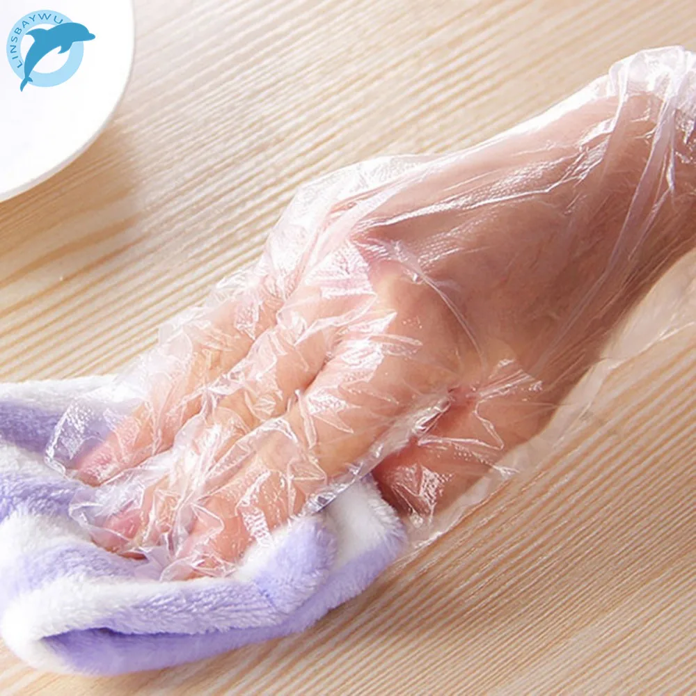 

LINSBAYWU100pcs Eco-friendly Plastic Disposable Gloves Restaurant Home Service Catering Hygiene For Home Kitchen Food Processing
