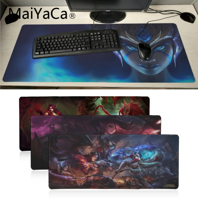 Maiyaca League Of Legends Ahri Morgana прочный Настольный коврик для мыши большой размер Аниме