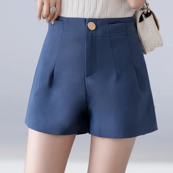 

New Summer Women Short Fashion Loose Cotton Wide Leg Shorts Candy Color Casual Suit Shorts Womens Office Shorts