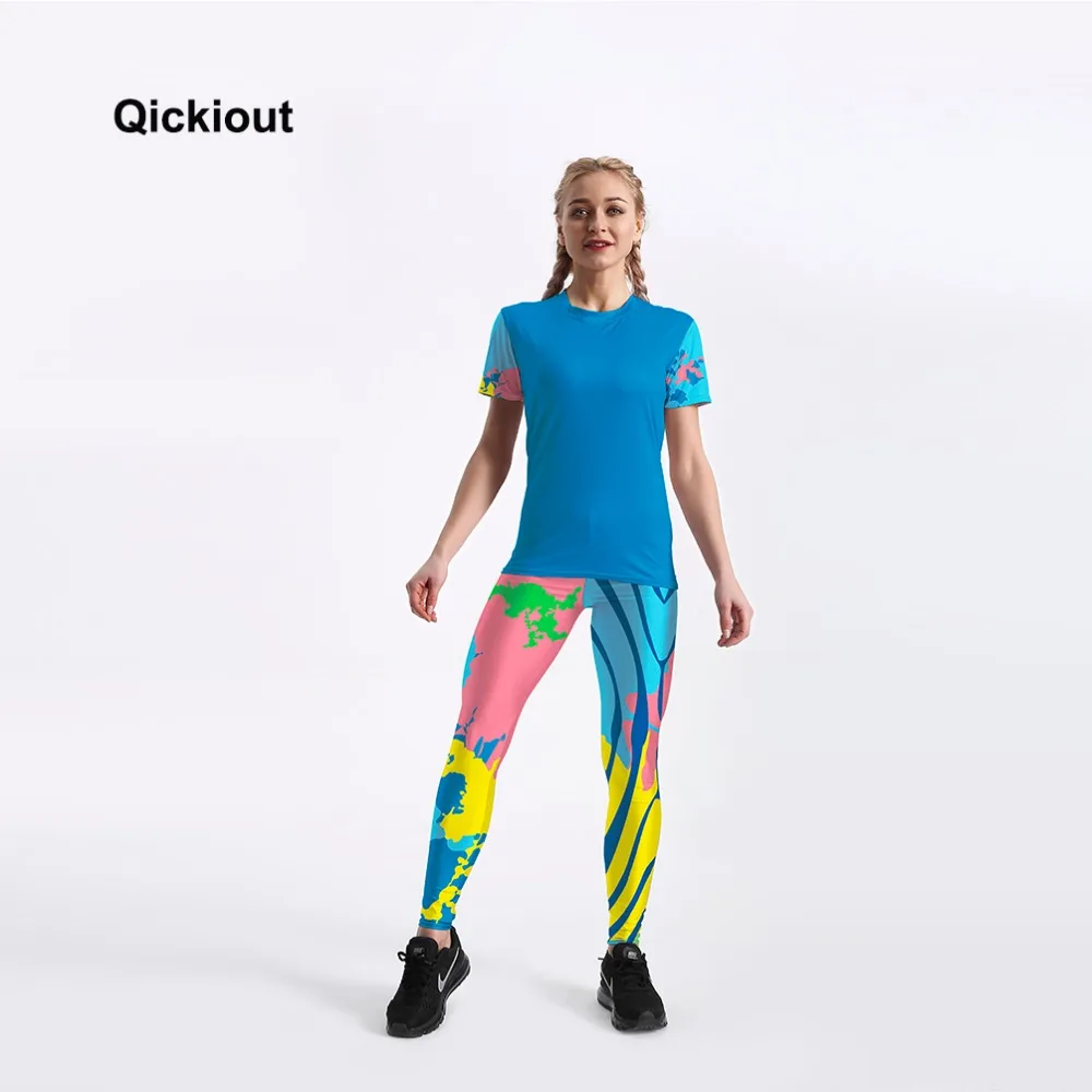 Женские повседневные Костюмы Qickitout короткая футболка леггинсы длинные штаны