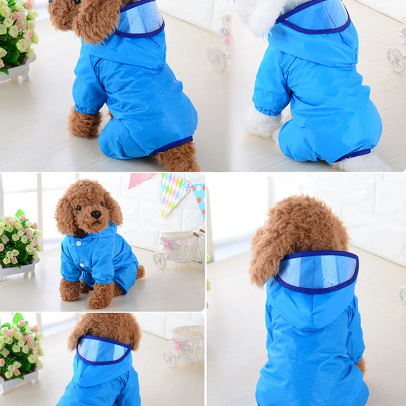 HOOPET дождевик для больших собак, водонепроницаемый съемный дождевик для прогулок, водозащитная одежда для больших собак синего цвета