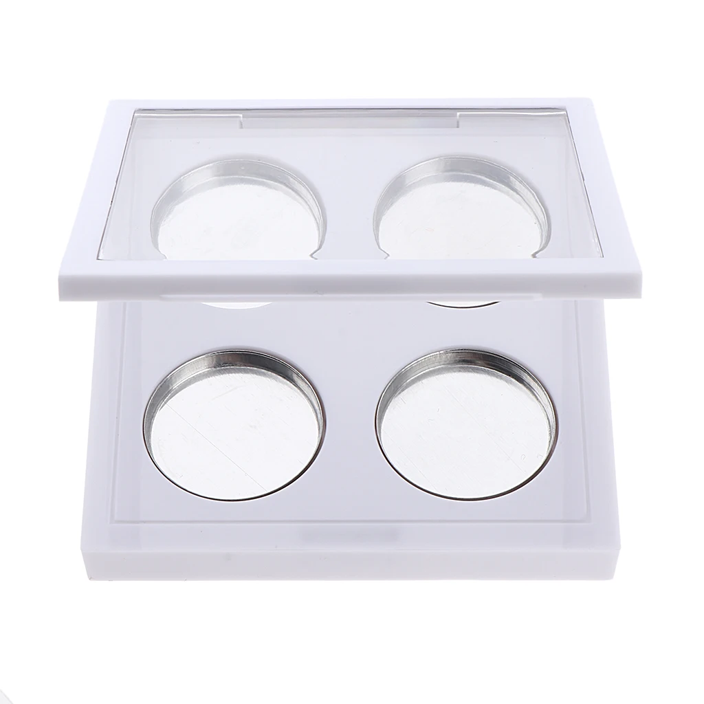 Clear Lid Empty 4 Slots Eyeshadow Lipstick Powder Box Case Cosmetic Packing Palette, Square 7.9x7.6x1.8cm