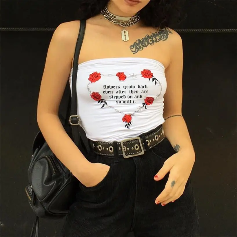 VOT7 Women Strapless Print Rose Boob Bandeau Tube Flower love letter print Tops Bra Lingerie Breast Wrap TW sexy Women Bandeau VOT7 Women Strapless Print Rose Boob Bandeau Tube Flower love letter print Tops Bra Lingerie Breast Wrap TW sexy Women Bandeau