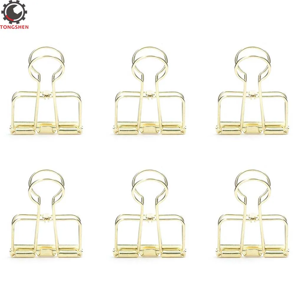 6Pcs Gold Wire Clips Paper-Clip Rose Gold Binder Clip For Office School Paper Organizer Decorative Metal Clips Stationery Supply