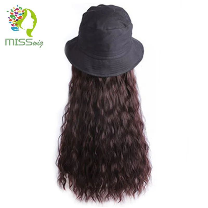 Miss wig кудрявый Кудрявый Длинный 22 дюймов натуральный черный колпачок волосы для наращивания шляпа шиньон синтетический термостойкий волос кусок