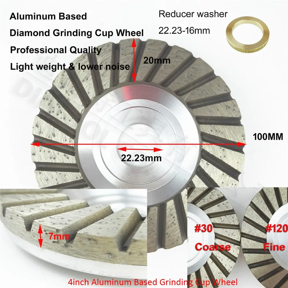 Diatool 2 шт. 4 дюйма#30 Алюминий основе алмазных чашка для Гранит бетона диаметр 22.23 мм