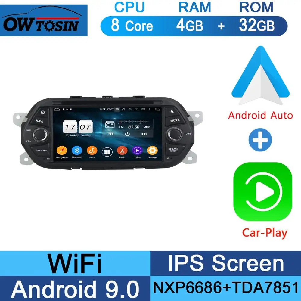 " ips 1024*600 8 ядерный 4 Гб ram+ 64 Гб rom Android 9,0 автомобильный dvd-плеер для FIAT EGEA CarPlay Parrot BT Радио AdasDVR - Цвет: 32G CarPlay Android