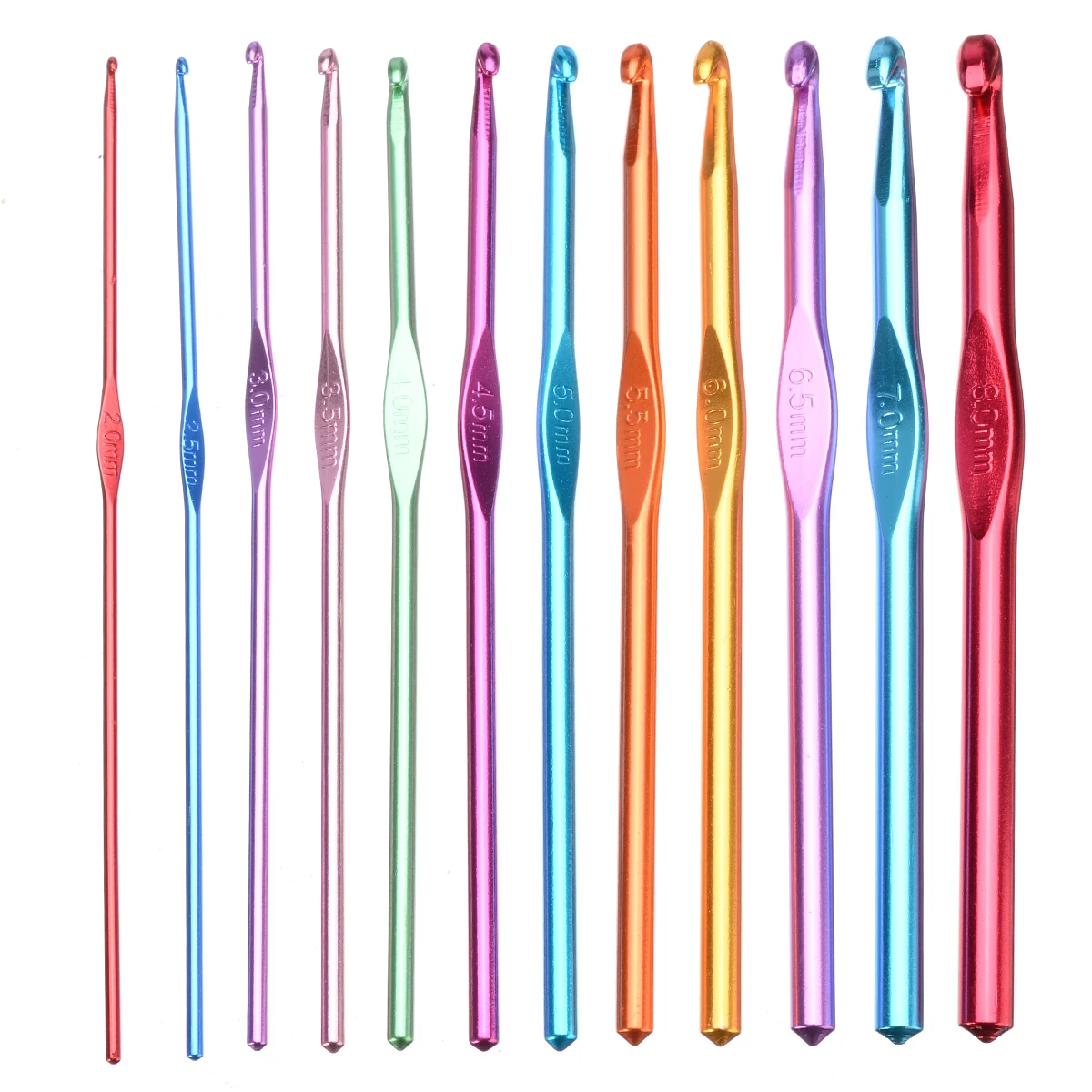 14pcs/set Multi Color Aluminum Crochet Needles 14 Sizes 15cm Sewing  Crochet Hooks Set for Knitting Yarn Sweater Scarf Tools