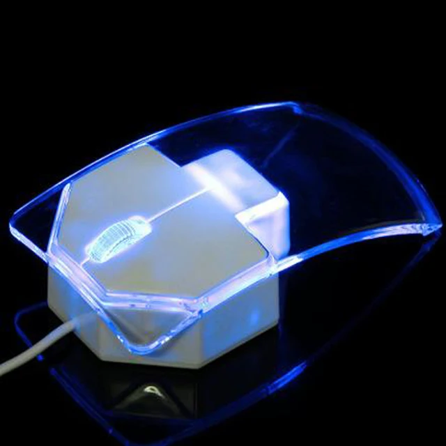 Transparent Led Optical Wired Mouse Beautiful Blue Light USB Mouse