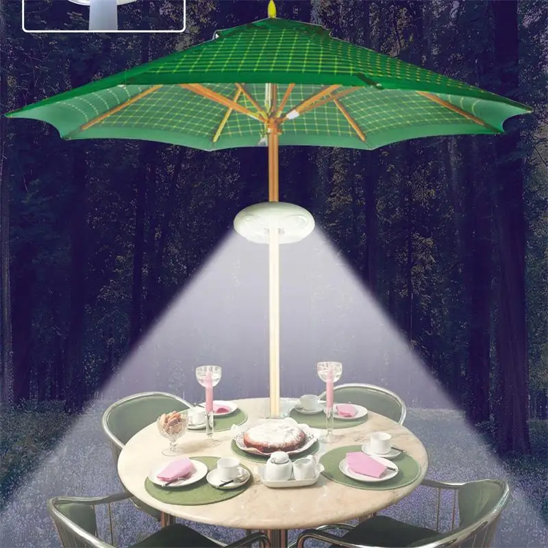 

Super Light LED umbrella Lights Garden Parasol Chargeable Outdoor Cantilever Pool Cordless Stand Deck Light Table Camping