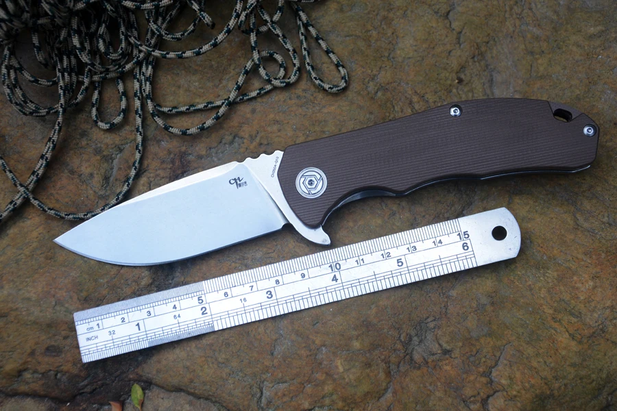 CH Pocket Folding knife CH3504 G10 handle D2 blade Ceramic ball bearing washer outdoor Survival hunting knife tool gift package