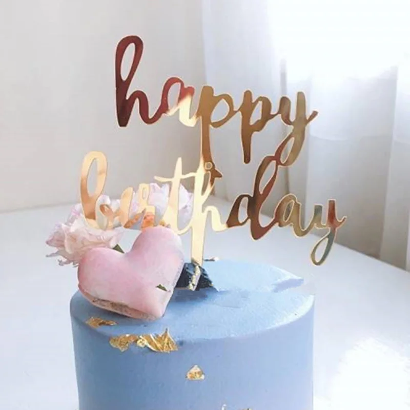 

2019 New Happy Birthday Acrylic Cake Topper Gold Letters Acrylic Cupcake Topper For Birthday Party Cake Decorations Baby Shower