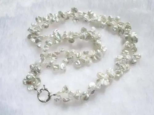 

N1544 necklace white freshwater pearl 2 strands keishi biwa beads N Discount (A0325)