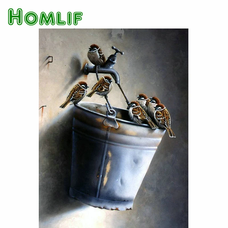 

HOMLIF New full square 5d diy diamond painting cross stitch "sparrow bird" diamond embroidery animal 3D rhinestone diamond paint