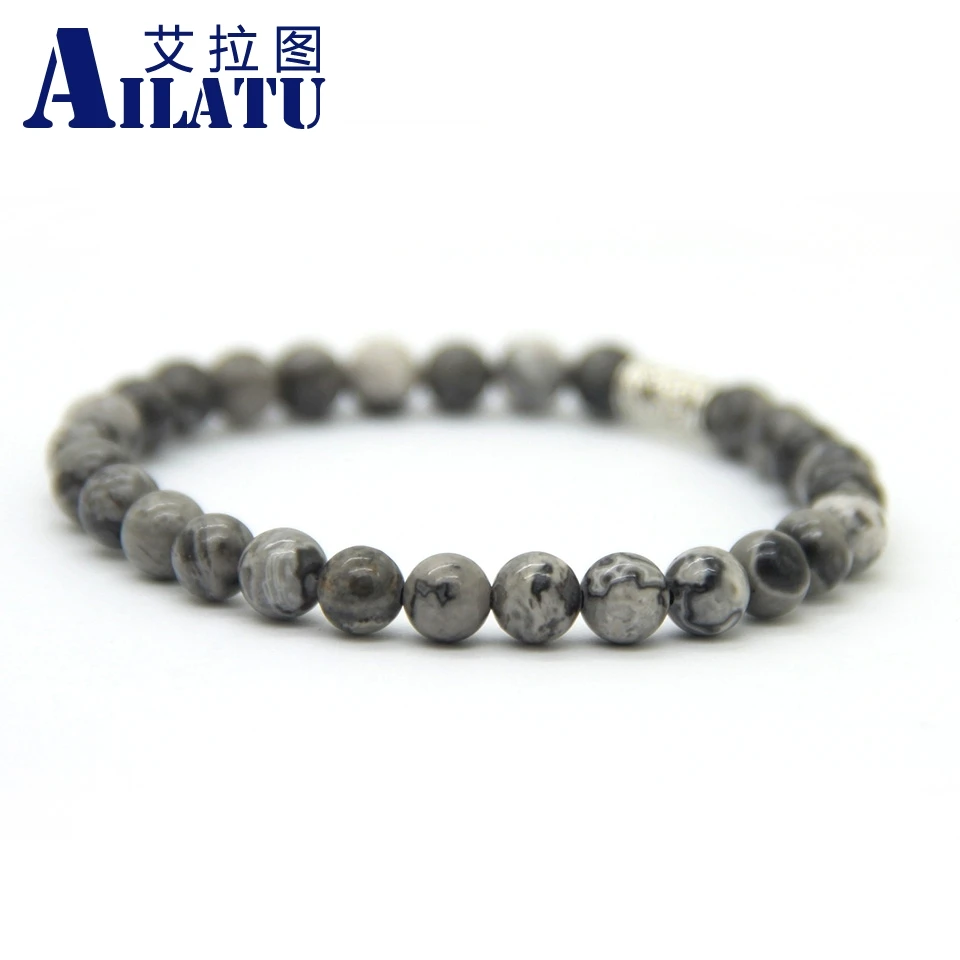 

Ailatu Natural Beaded 6mm Tiger Eye, Bronzite, White Howlite, Lava Rock Stone Tube Bracelet Jewelry for Women and Men