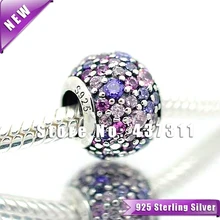 925 Encanto de Plata Esterlina Pavimenta Luces de Varios colores con Zirconia Mujer Joyería Europea Apta Del Encanto Pulseras y Collares Colgante