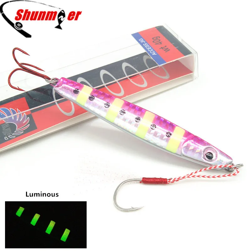 SHUNMIER 1 unids 25g 40g 60g Metal Jig Pesca señuelo Peche Pesca Jigging señuelos cebo duro aparejos pescado Isca Artificial Paillette