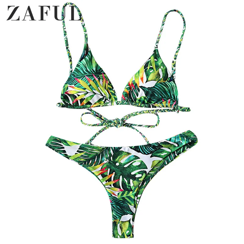 

LANGSTAR Bikini Set Tropical Print Bathing Suit Bandage Brazilian Bikini Women Swimwear Swimsuit Biquinis maillot de bain 2019