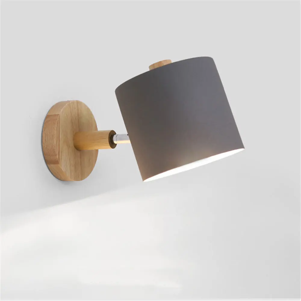Скандинавская простая настенная лампа из цельной древесины креативный цвет Макарон прямая гостиная коридор спальня прикроватная Бра Лампа