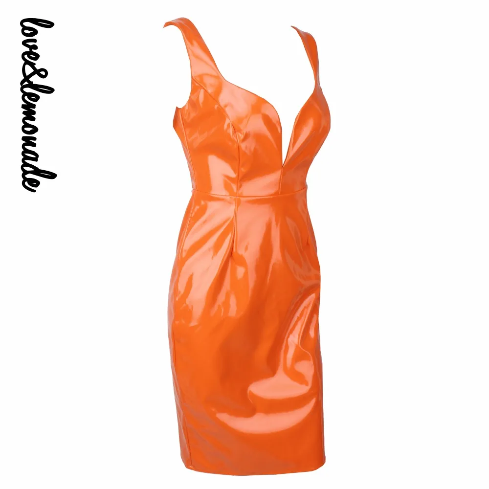 Love& Lemonade черный светильник с v-образным вырезом Вечерние платья черный/оранжевый LM0180