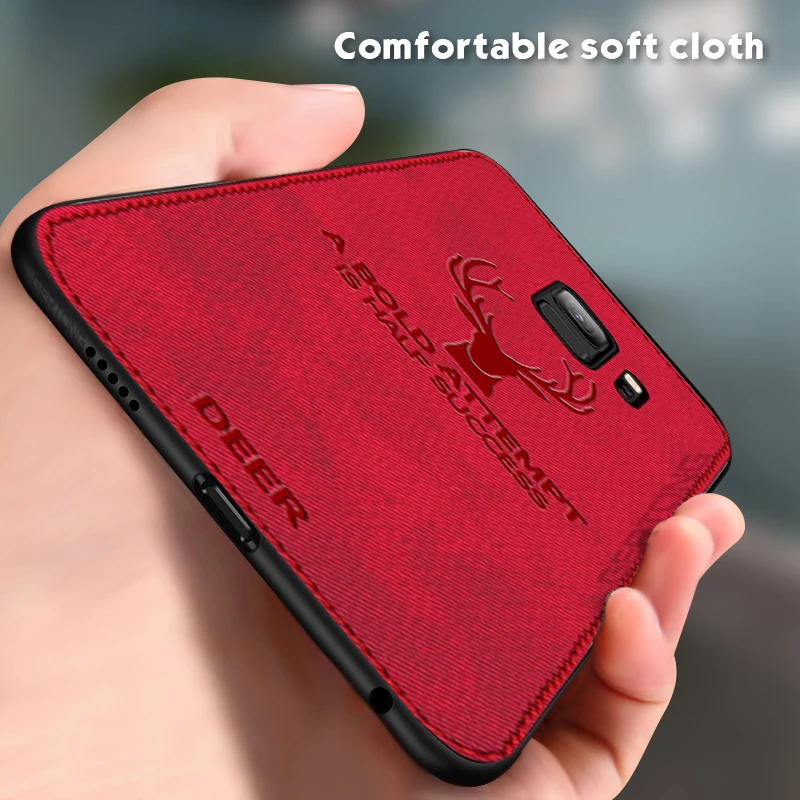 Deer Cloth Texture Phone Case For Samsung Galaxy A8 A6 J4 J6 Plus 2018 J5 J7 J3 2017 Note 9 8 S8 S9 S10 Plus S10e Business Cover