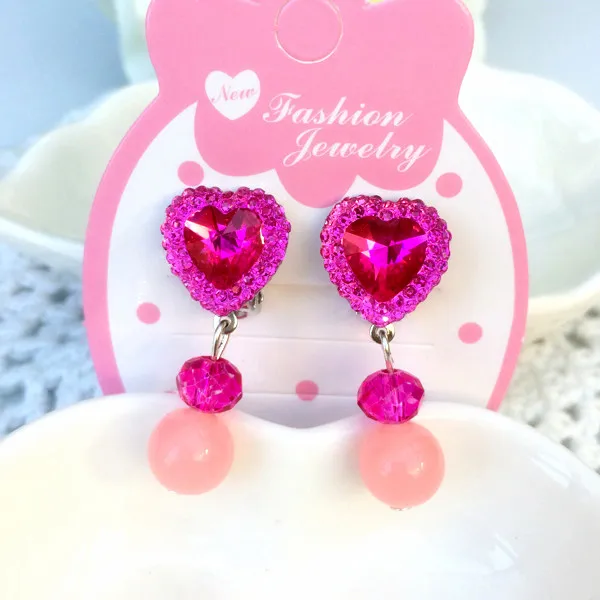 Милая заколка для девочек на сережках голубое сердце без проколов серьги для клипсовые серьги подарок идея розовый