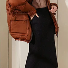 Высокой талией Вязаные кружевные разрез посылка бедра юбка осень-зима